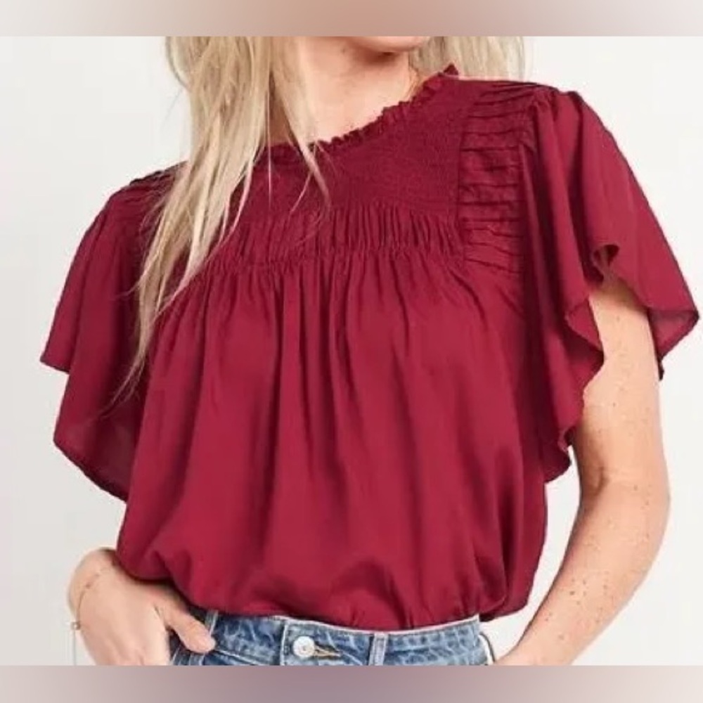 Old Navy Smocked Peasant Blouse | Red | Size M